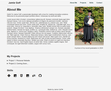 Screenshot of Personal Portfolio website